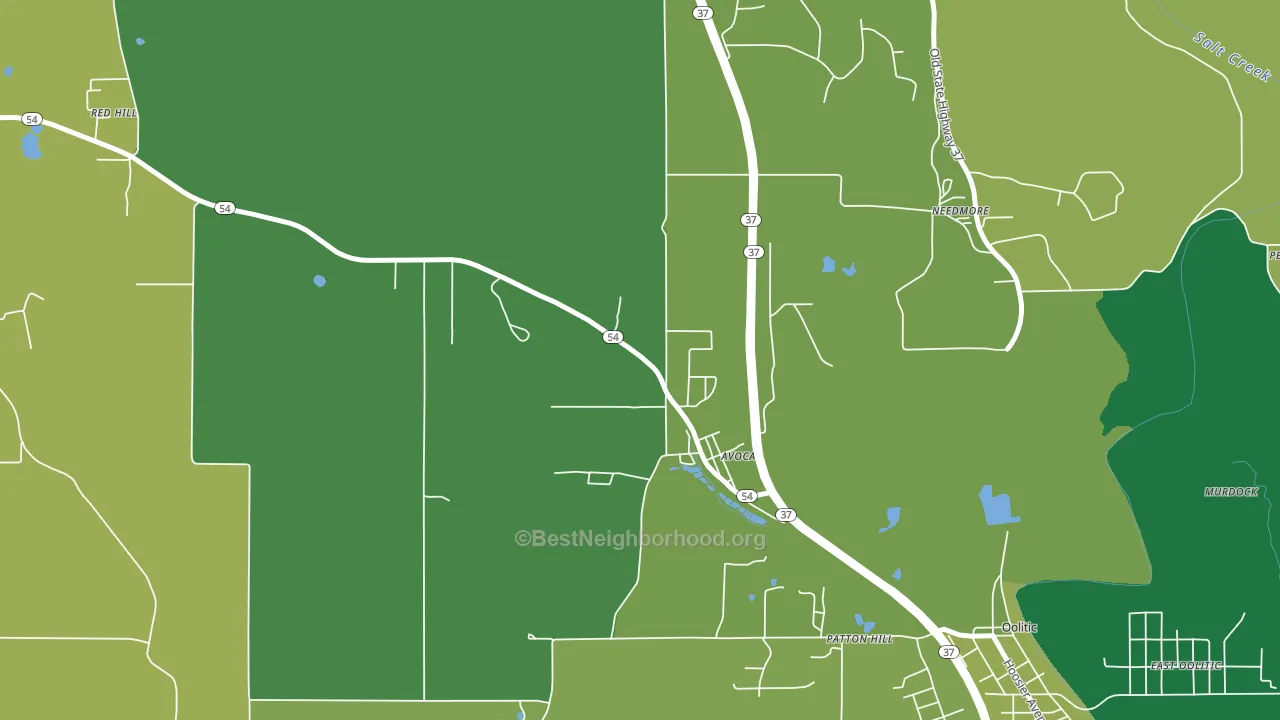 Avoca, IN block-group voter-turnout map