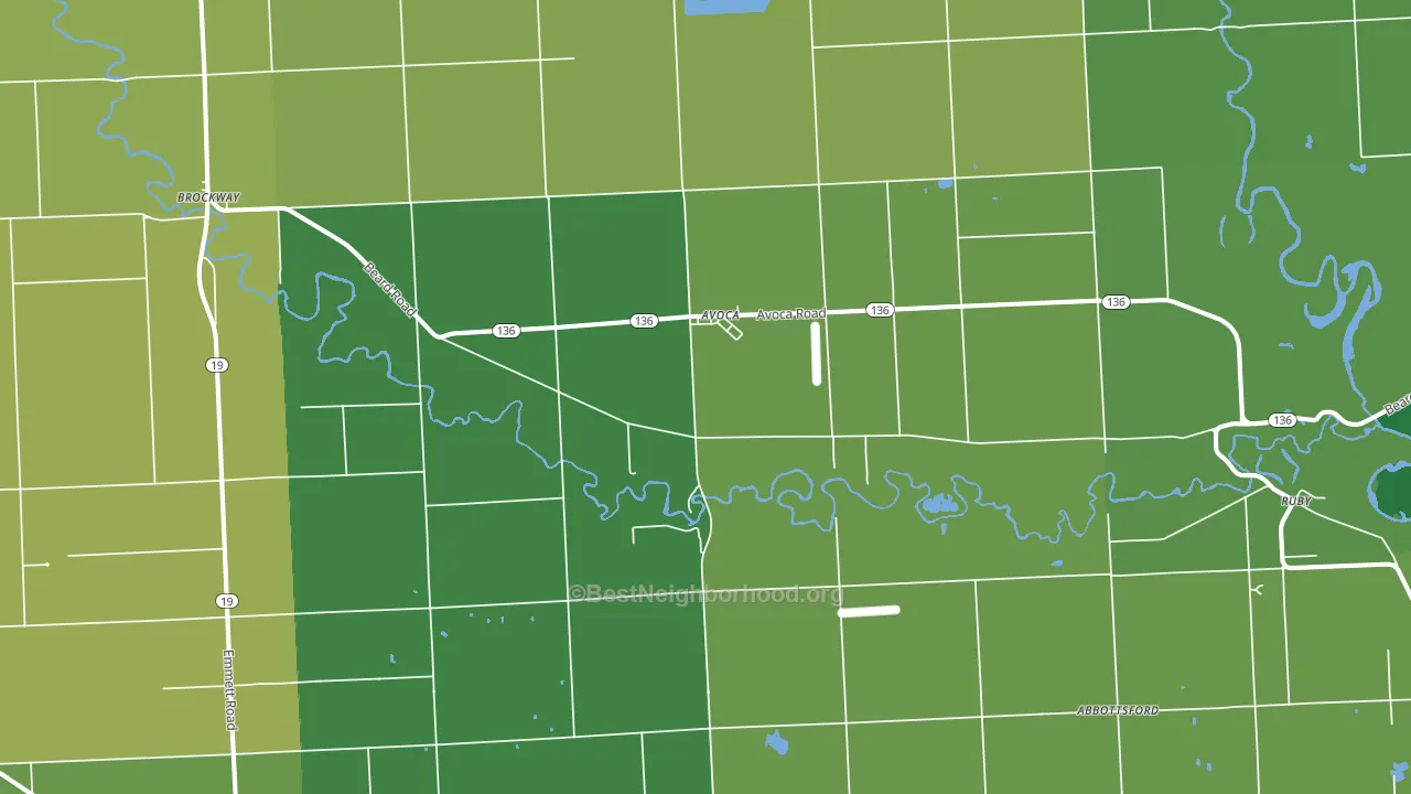 Avoca, MI block-group voter-turnout map