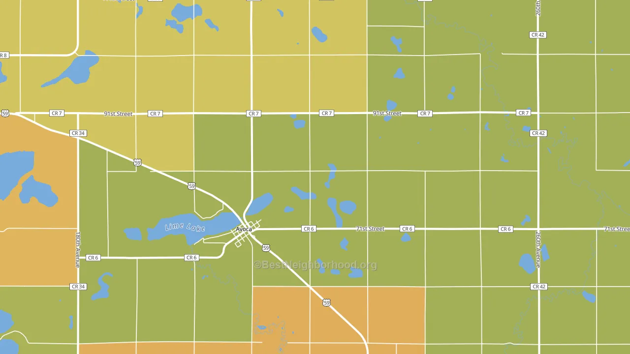 Avoca, MN block-group voter-turnout map