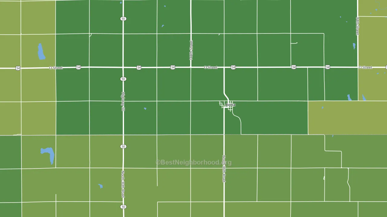Avoca, NE block-group voter-turnout map
