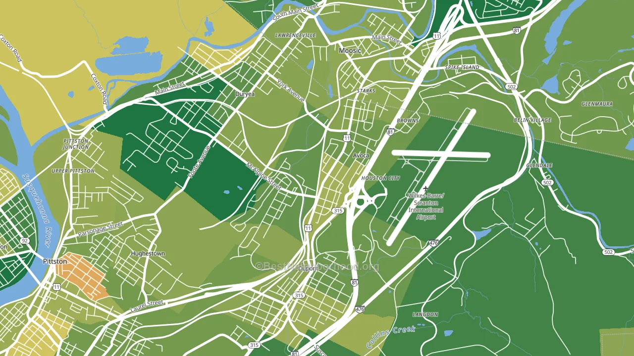 Avoca, PA block-group voter-turnout map