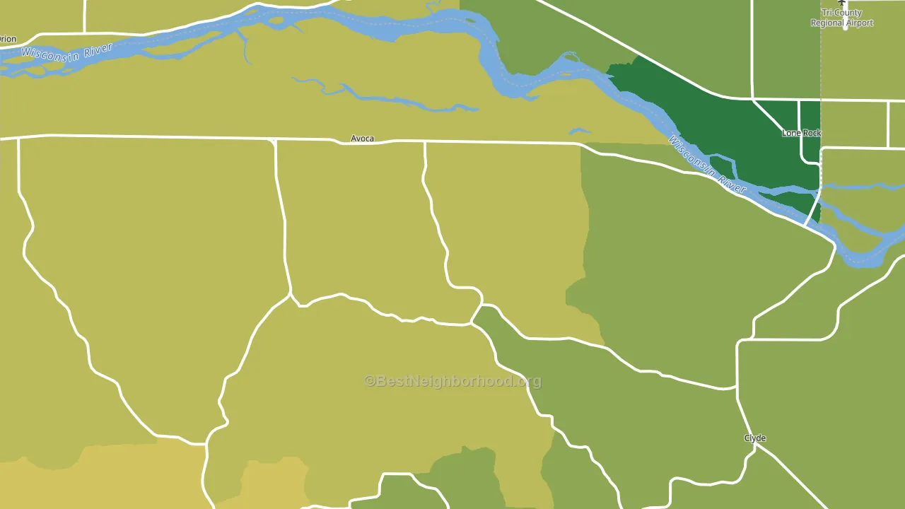 Avoca, WI block-group voter-turnout map