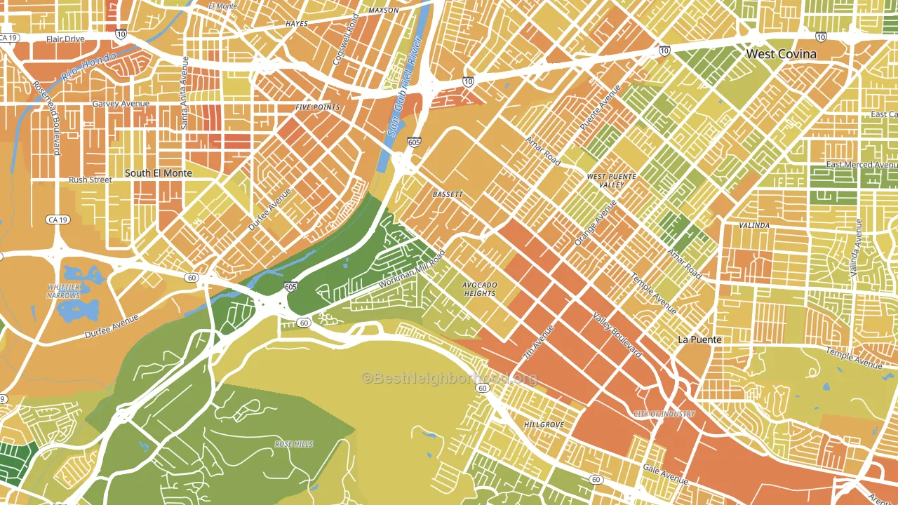 Avocado Heights, CA block-group voter-turnout map