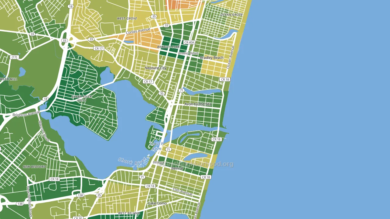 Avon-by-the-Sea, NJ block-group voter-turnout map