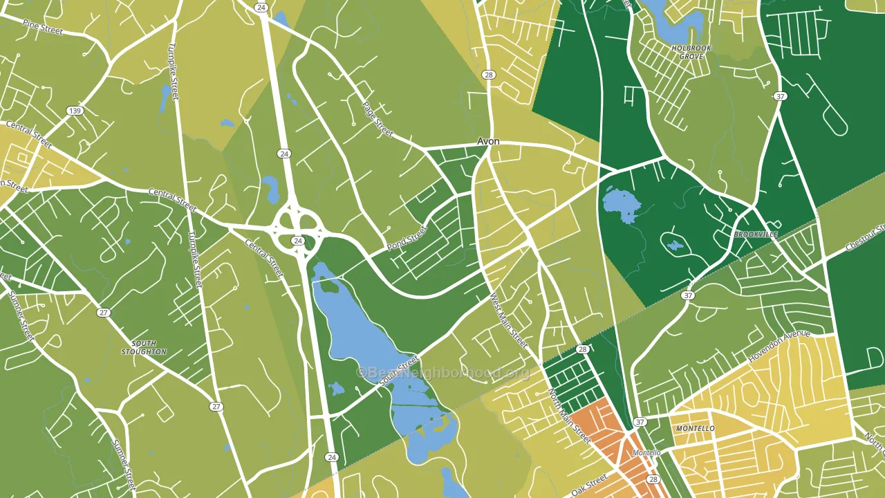 Avon, MA block-group voter-turnout map