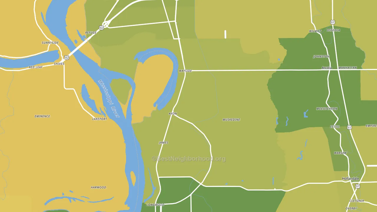Avon, MS block-group voter-turnout map