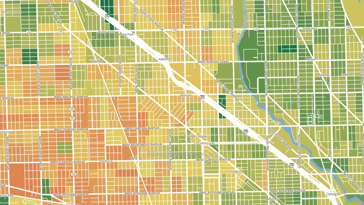 Avondale, Chicago, IL block-group voter-turnout map