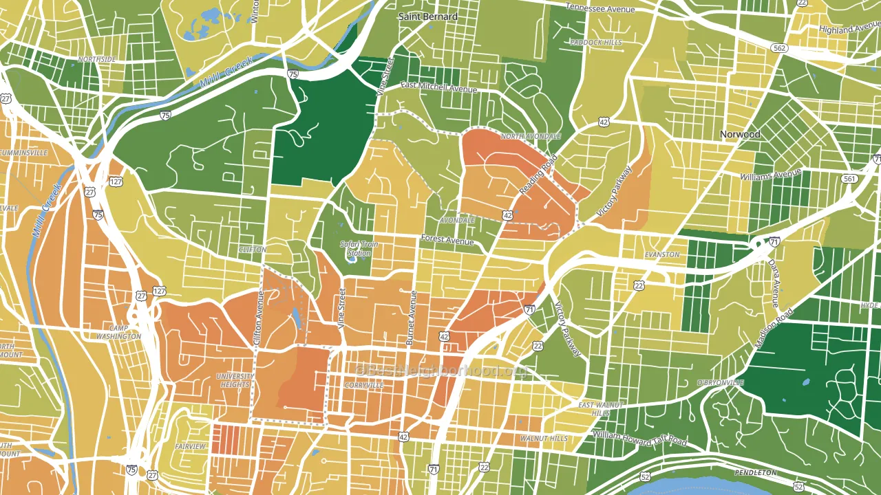 Avondale, Cincinnati, OH block-group voter-turnout map