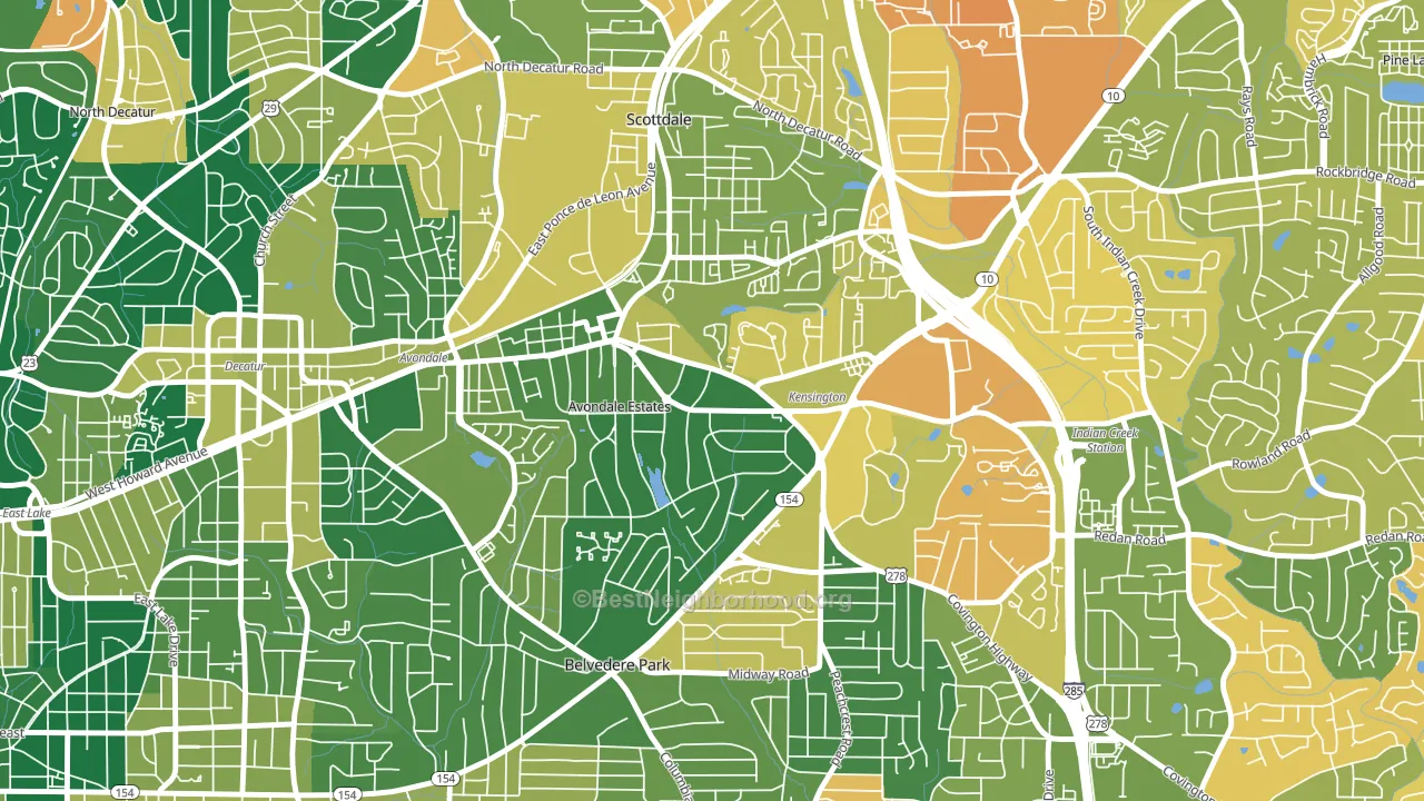 Avondale Estates, GA block-group voter-turnout map