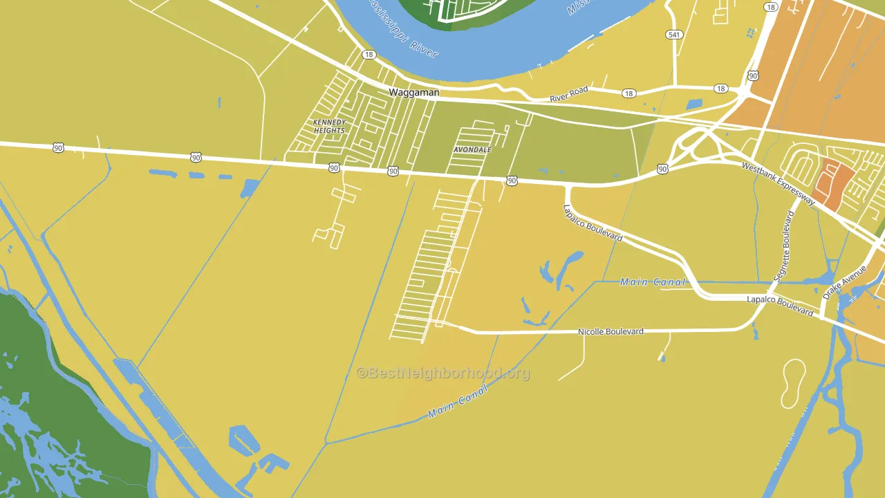Avondale, LA block-group voter-turnout map