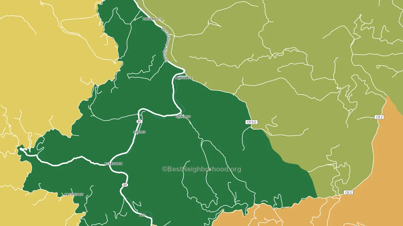 Avondale, WV block-group voter-turnout map