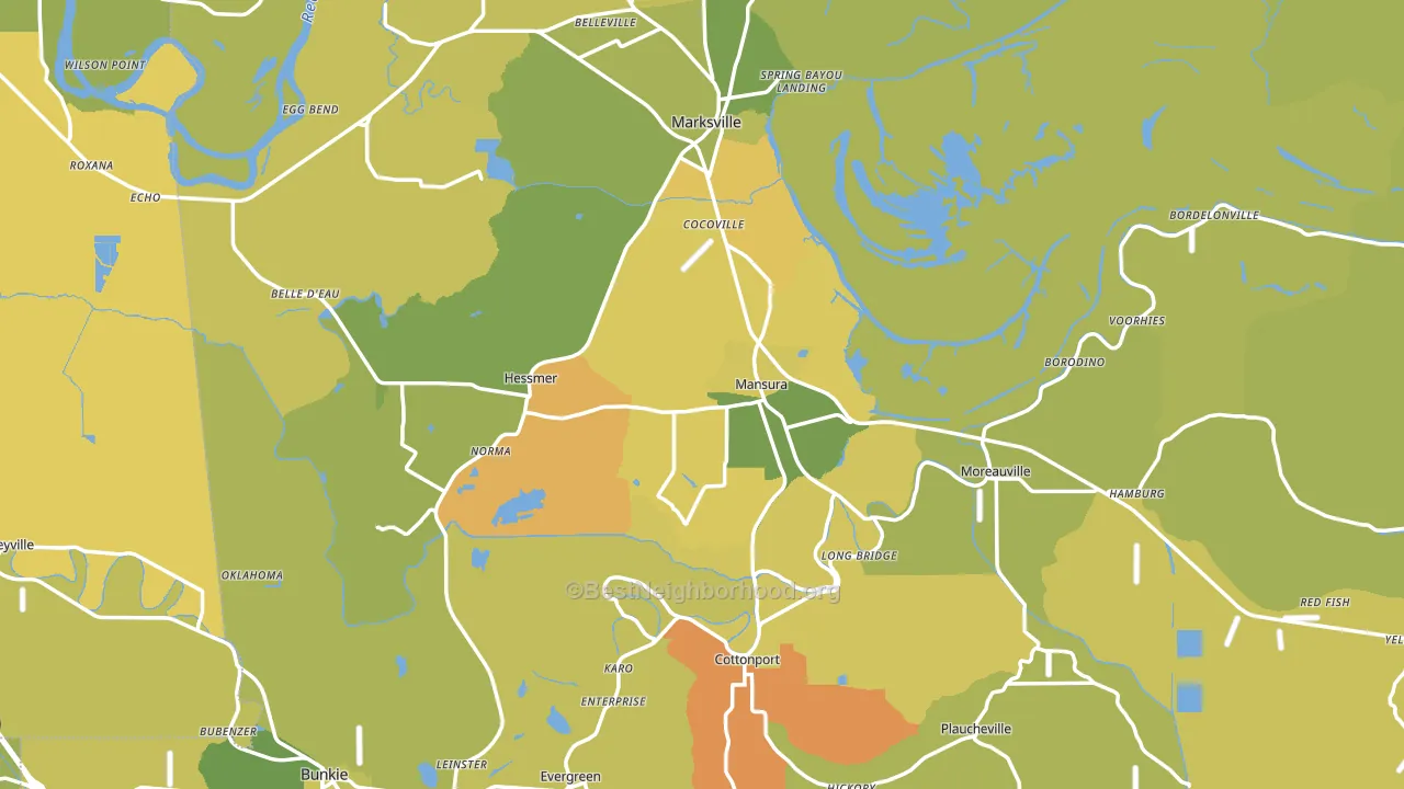 Avoyelles Parish, LA block-group voter-turnout map