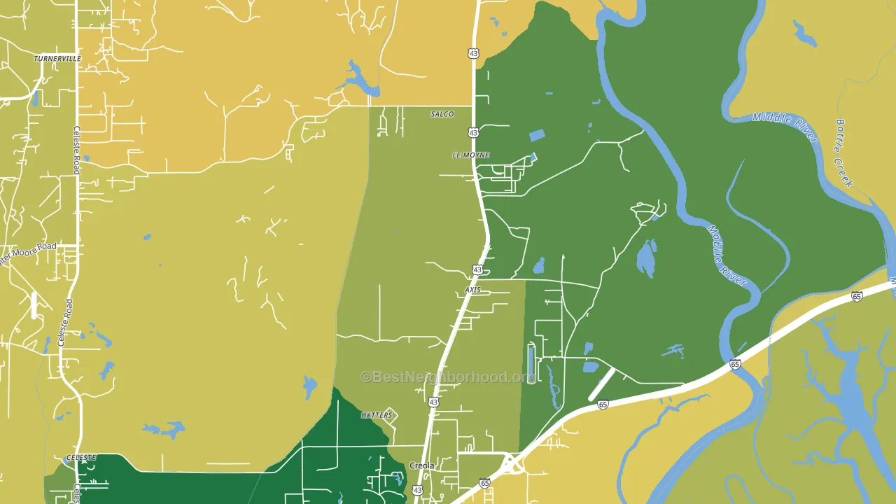 Axis, AL block-group voter-turnout map
