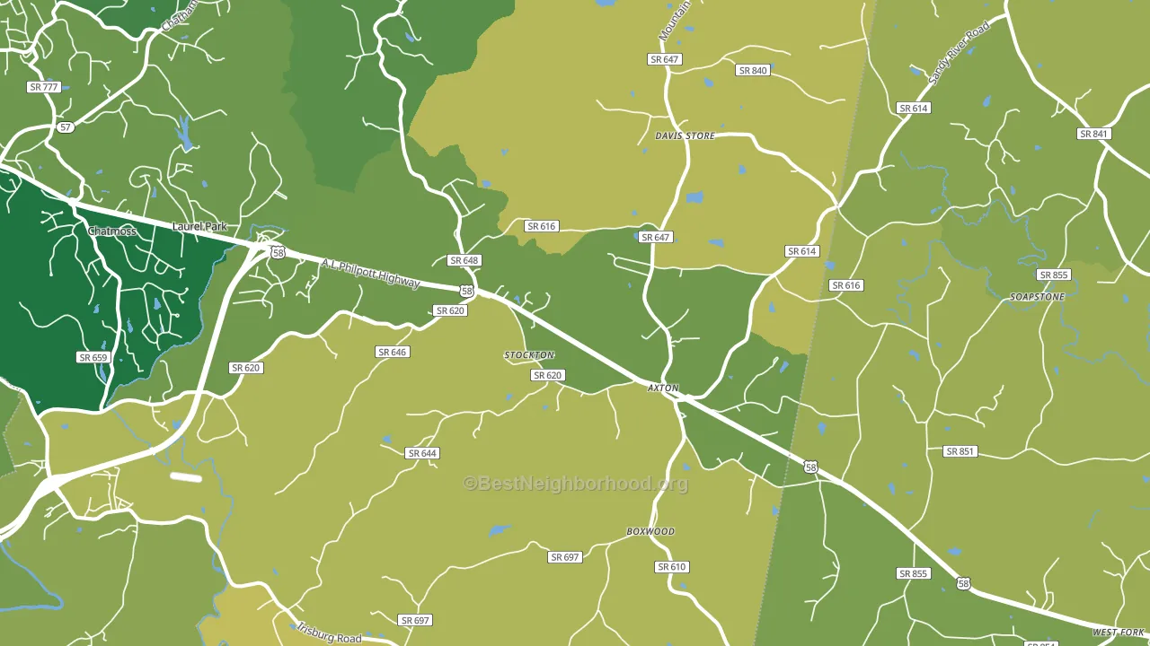 Axton, VA block-group voter-turnout map