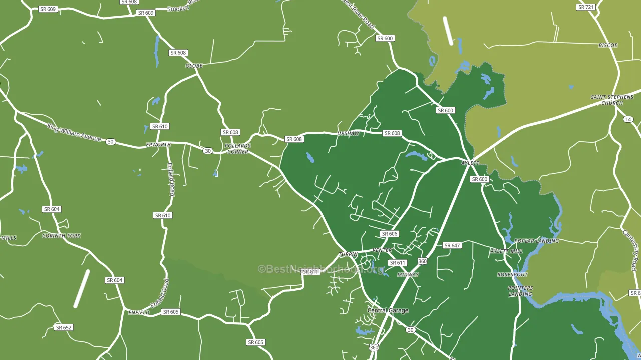 Aylett, VA block-group voter-turnout map