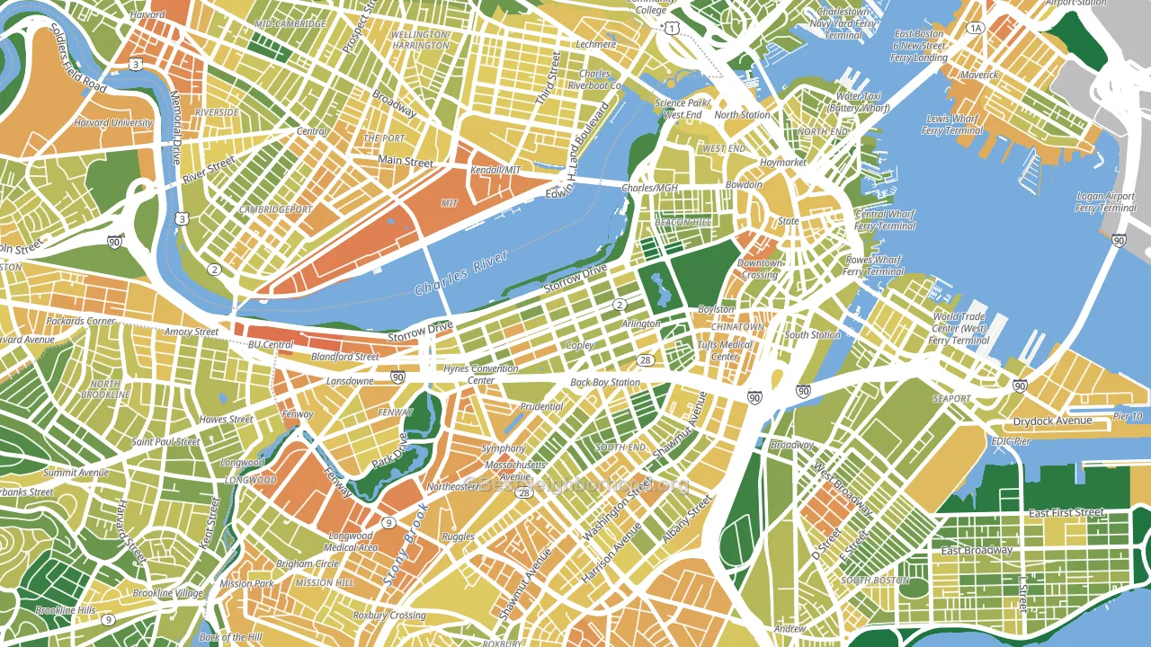 Back Bay, Boston, MA block-group voter-turnout map