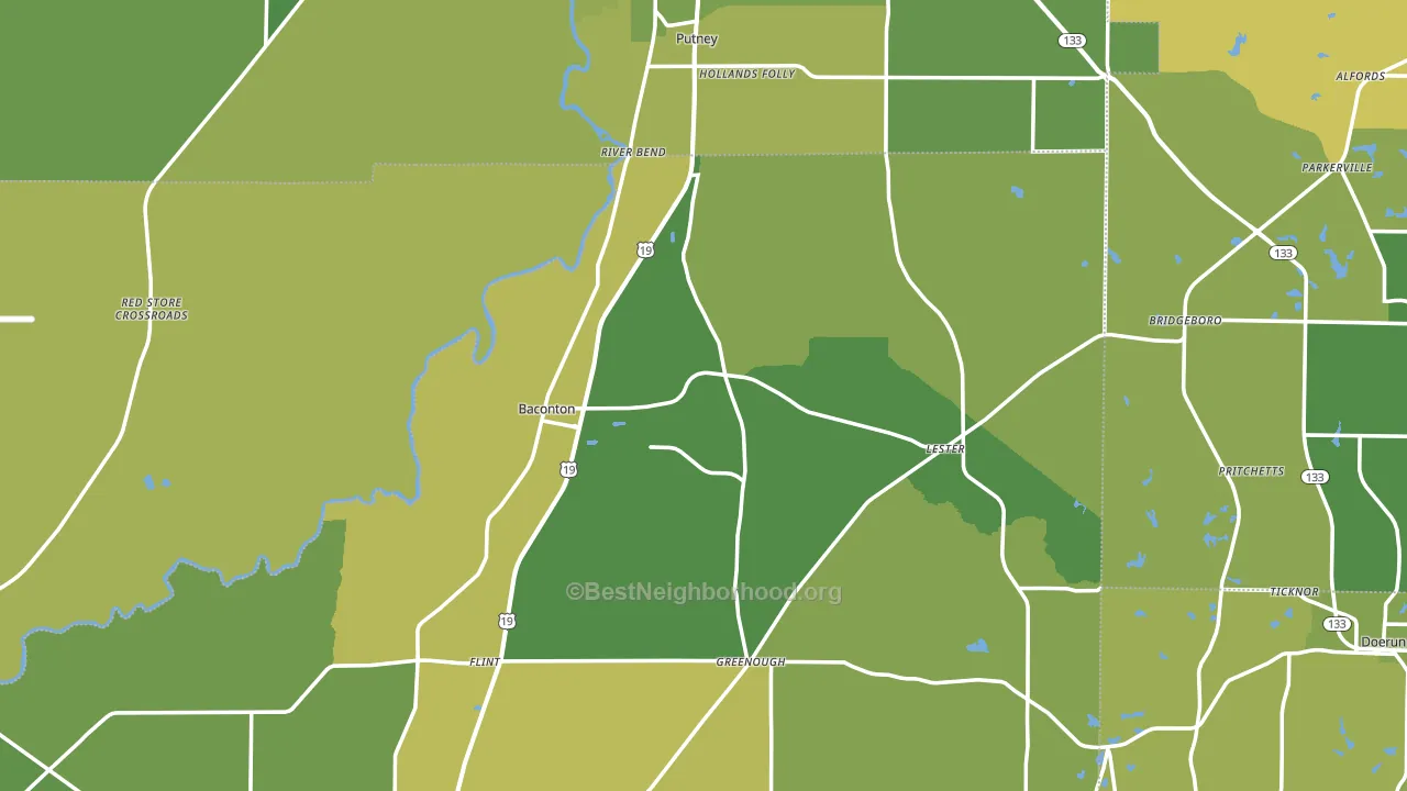 Baconton, GA block-group voter-turnout map