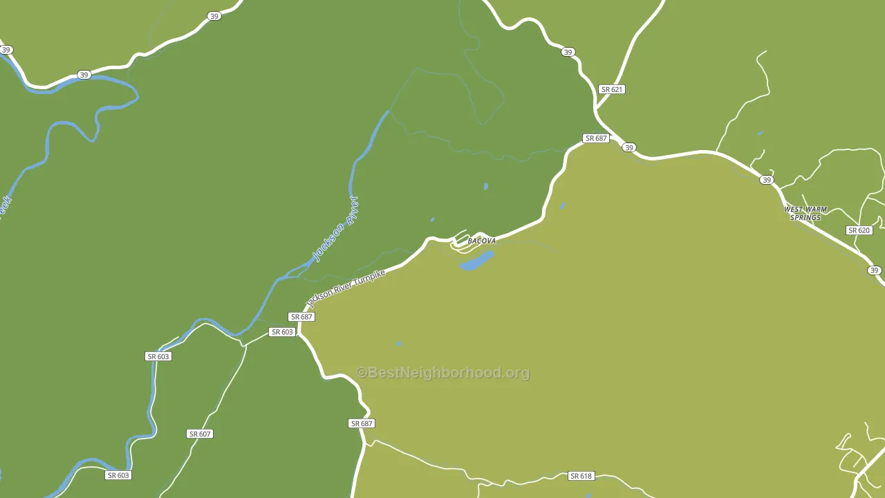 Bacova, VA block-group voter-turnout map