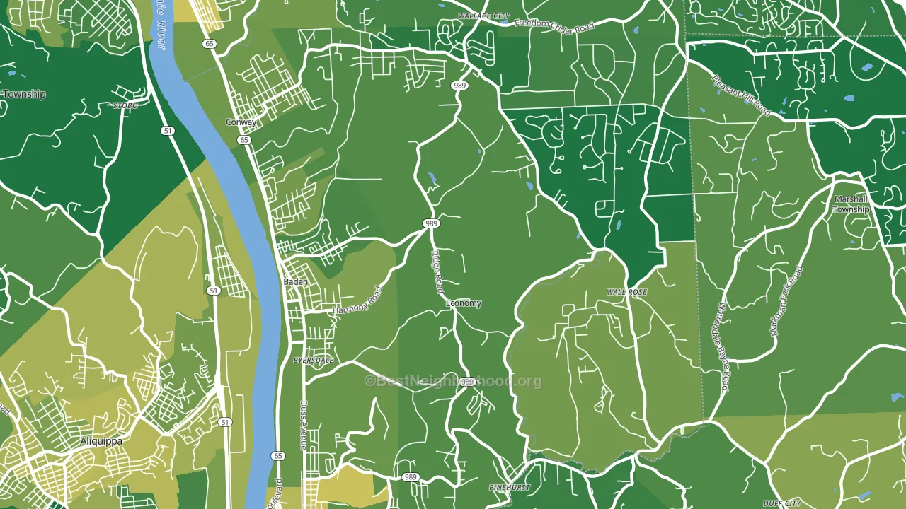 Baden, PA block-group voter-turnout map