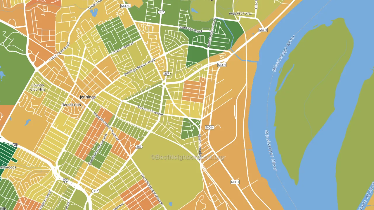 Baden, St. Louis, MO block-group voter-turnout map