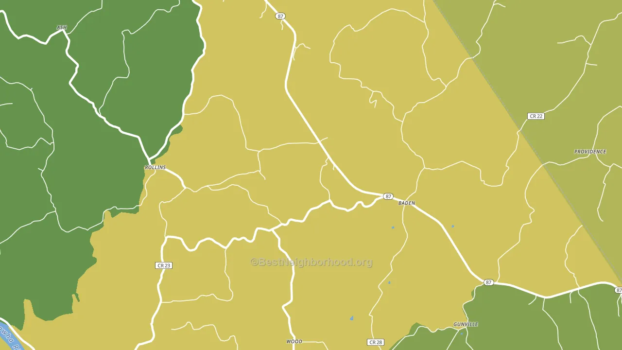 Baden, WV block-group voter-turnout map