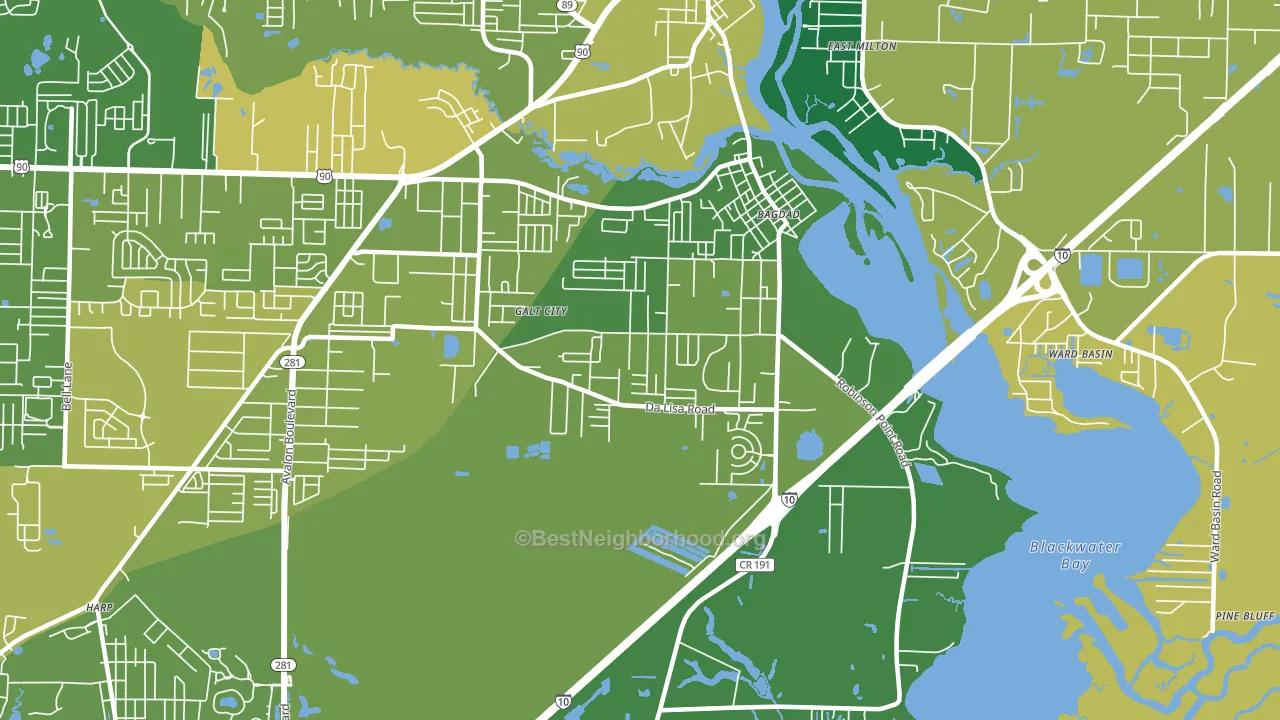 Bagdad, FL block-group voter-turnout map