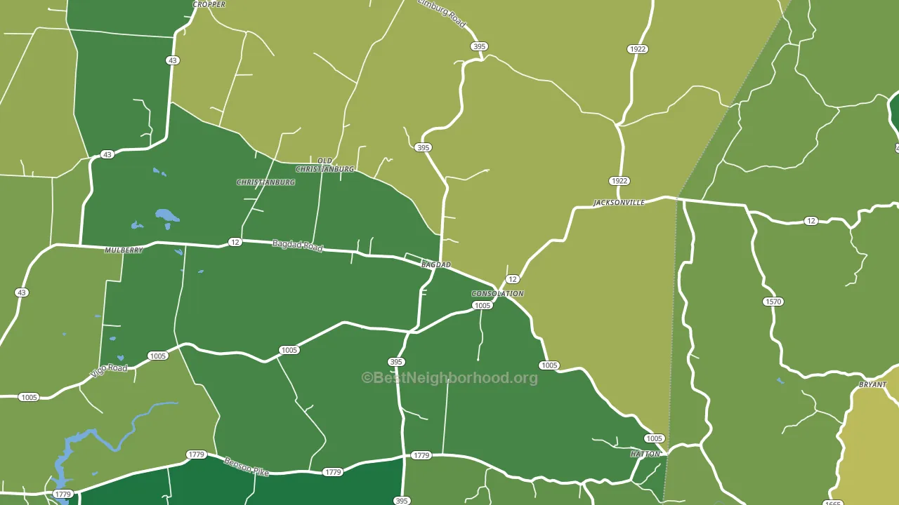Bagdad, KY block-group voter-turnout map