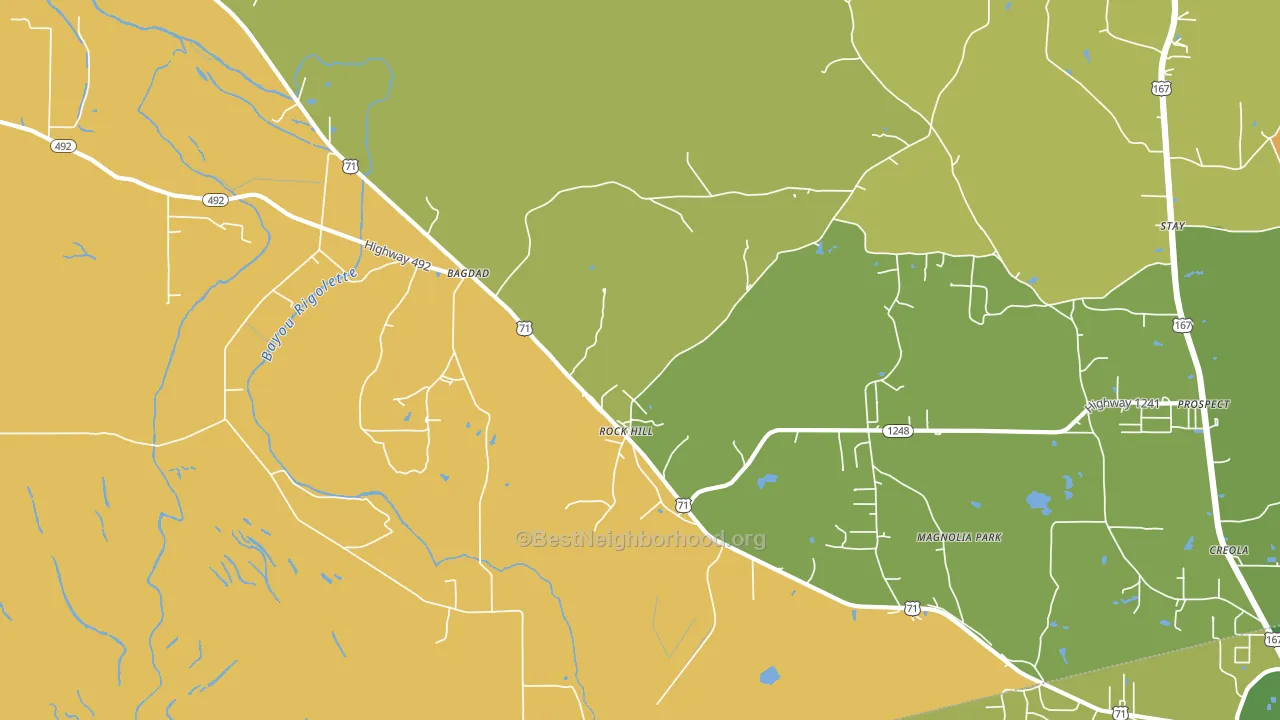 Bagdad, LA block-group voter-turnout map