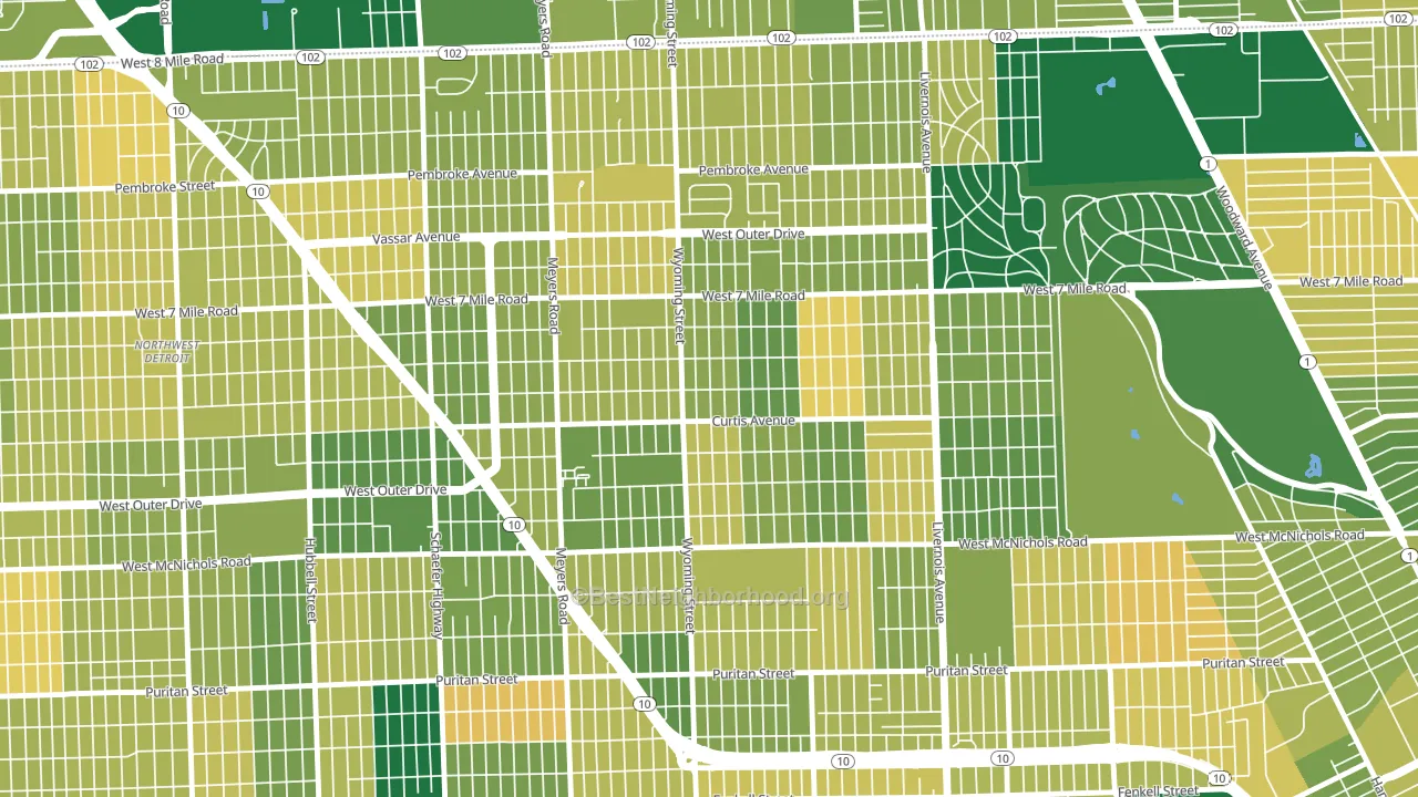 Bagley, Detroit, MI block-group voter-turnout map