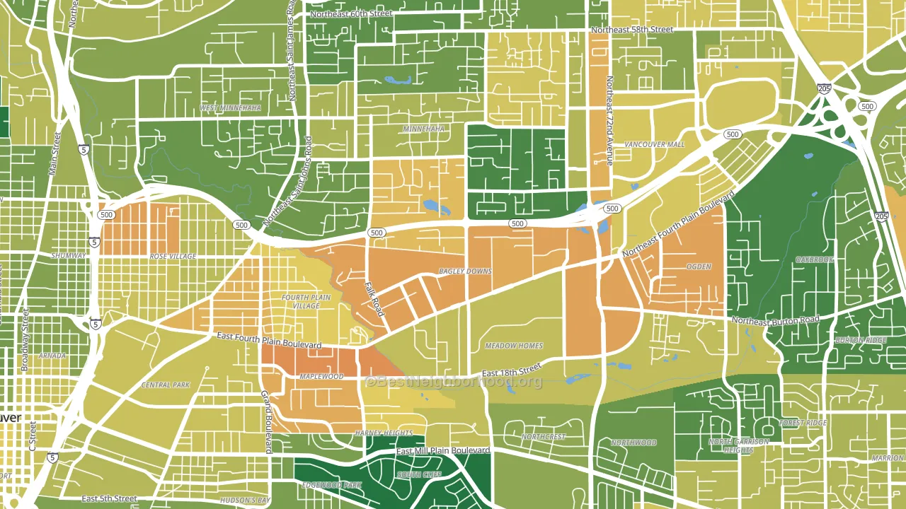 Bagley Downs, Vancouver, WA block-group voter-turnout map