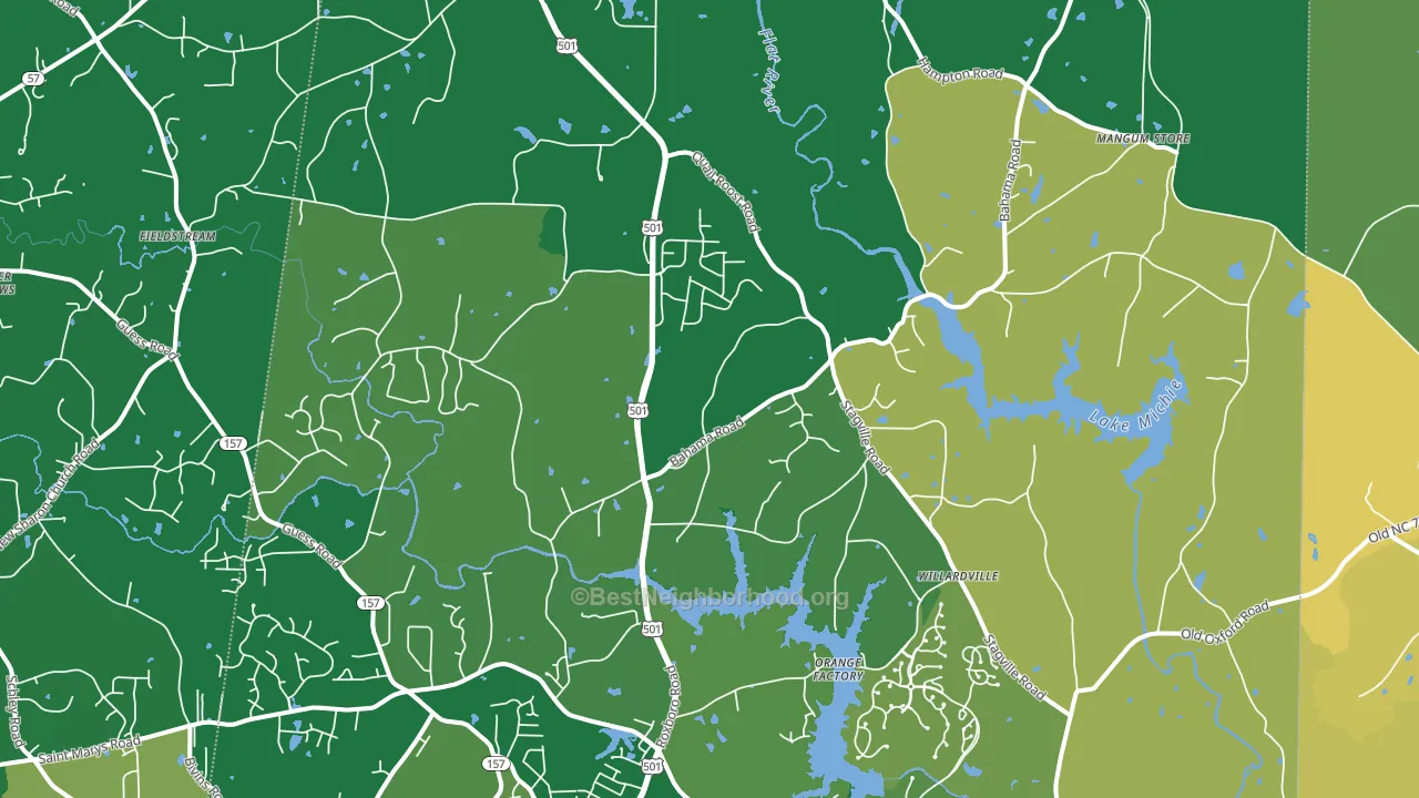 Bahama, NC block-group voter-turnout map
