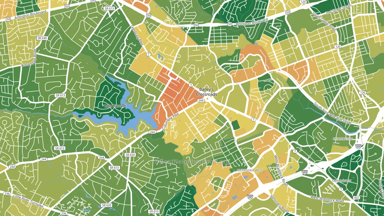 Bailey's Crossroads, Falls Church, VA block-group voter-turnout map
