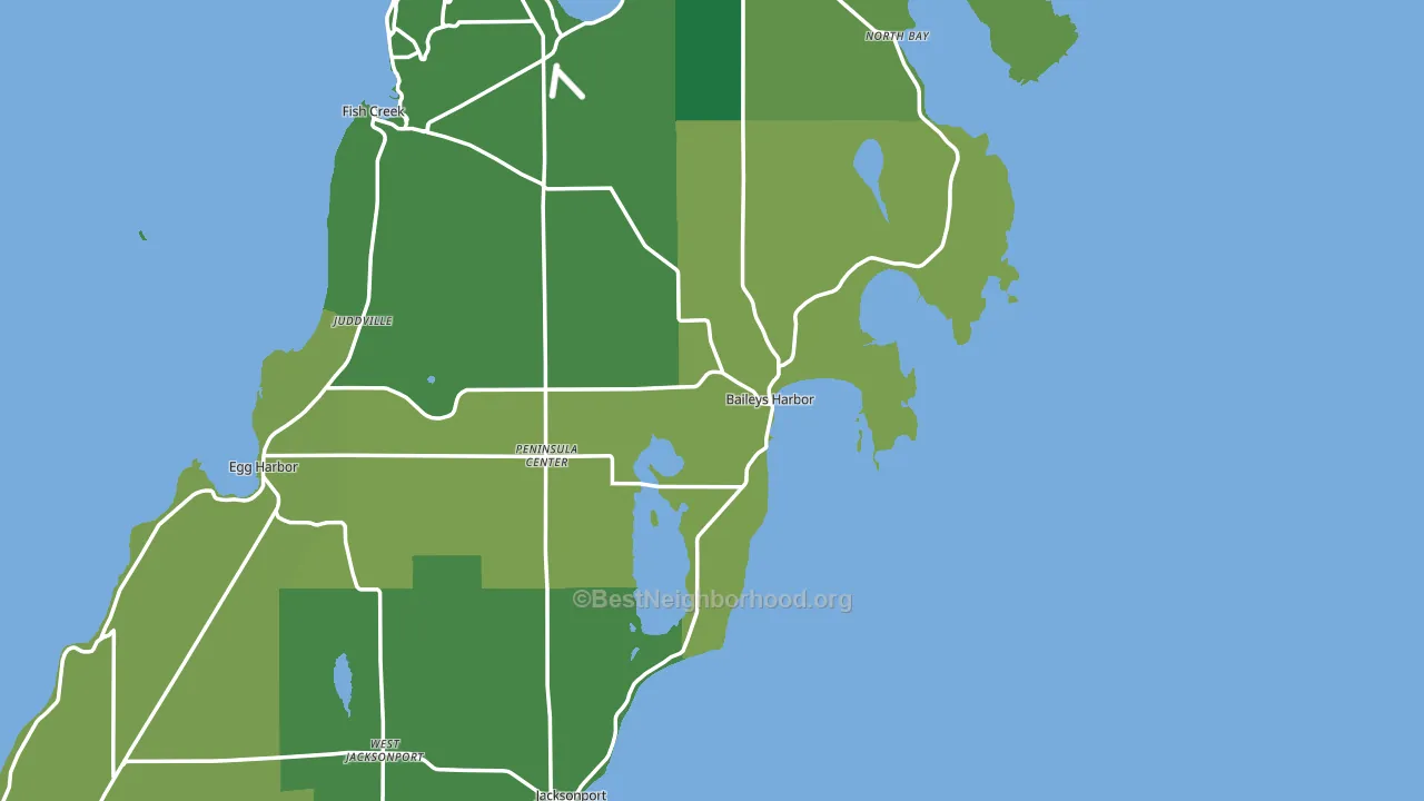 Baileys Harbor, WI block-group voter-turnout map