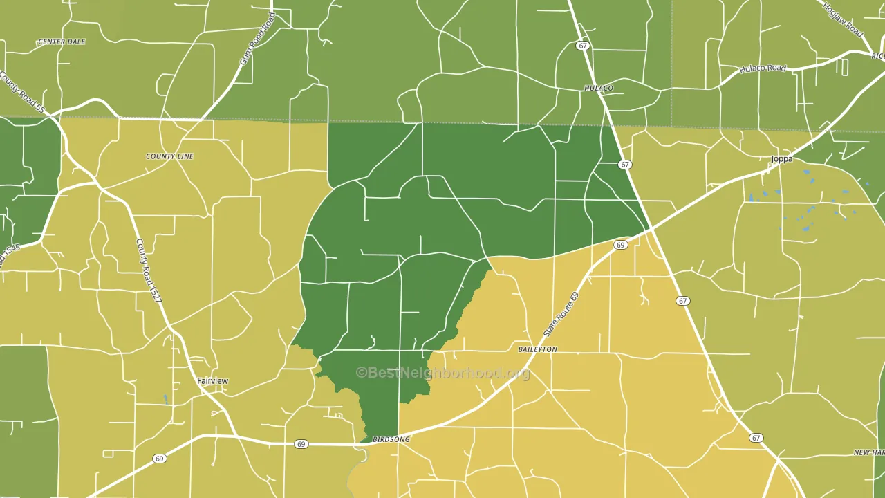 Baileyton, AL block-group voter-turnout map