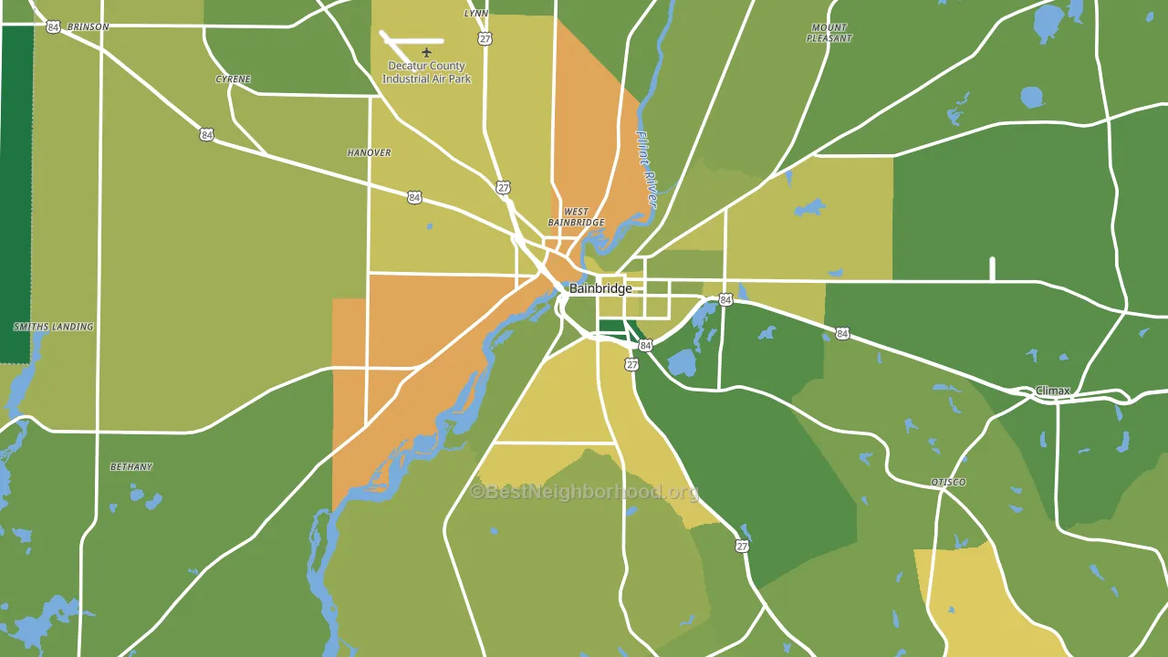 Bainbridge, GA block-group voter-turnout map