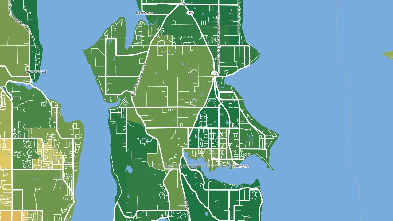 Bainbridge Island, WA block-group voter-turnout map