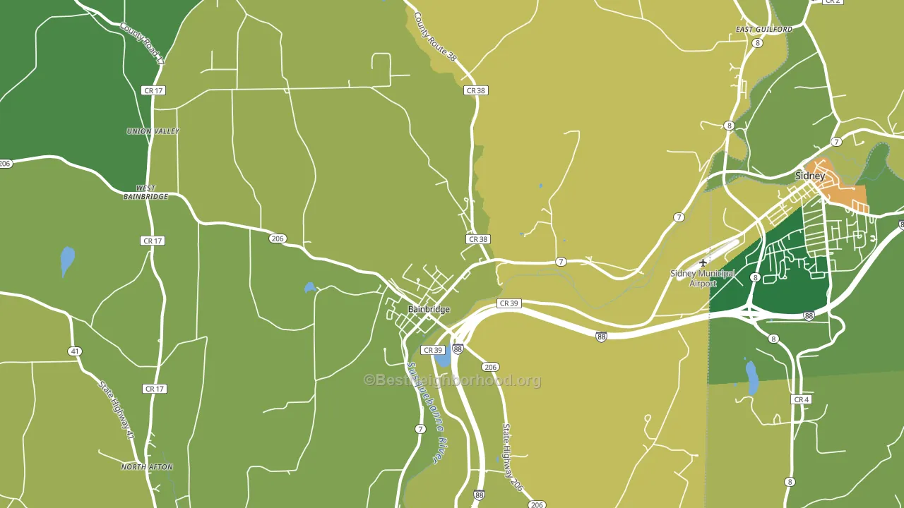 Bainbridge, NY block-group voter-turnout map