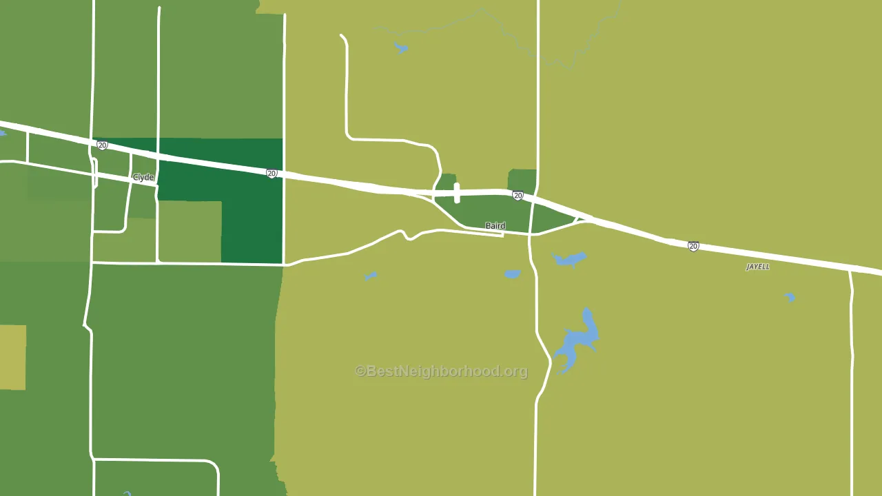 Baird, TX block-group voter-turnout map