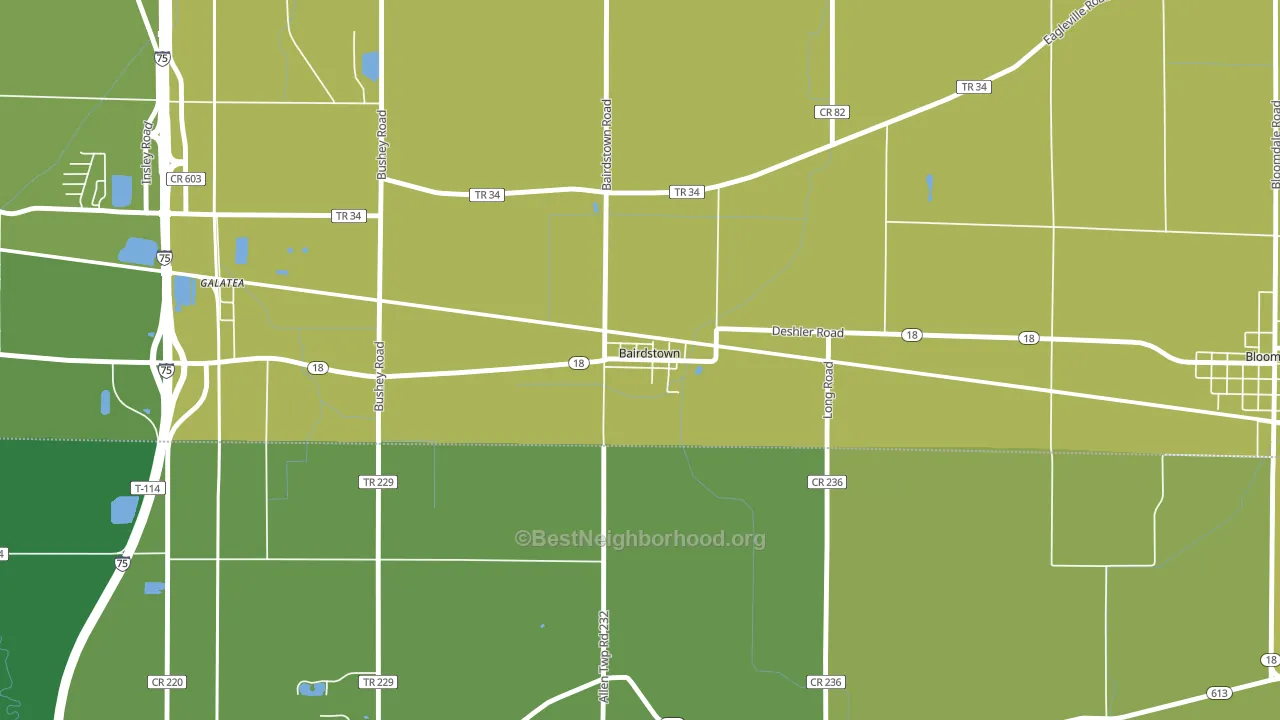 Bairdstown, OH block-group voter-turnout map