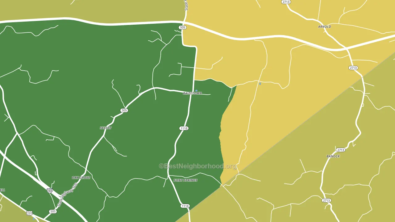 Baizetown, KY block-group voter-turnout map