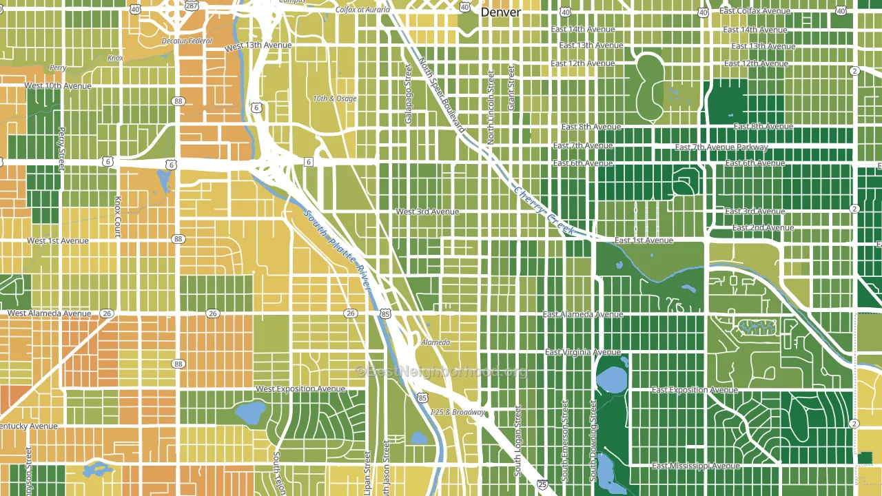 Baker, Denver, CO block-group voter-turnout map