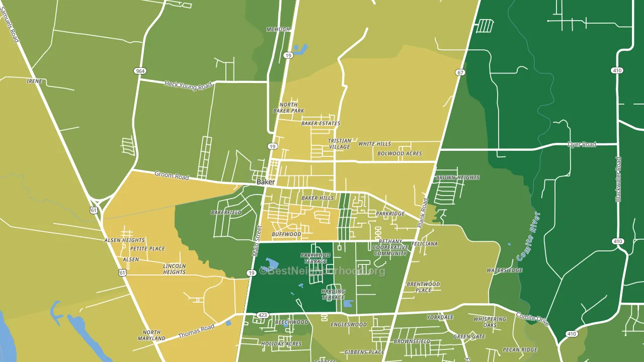 Baker, LA block-group voter-turnout map