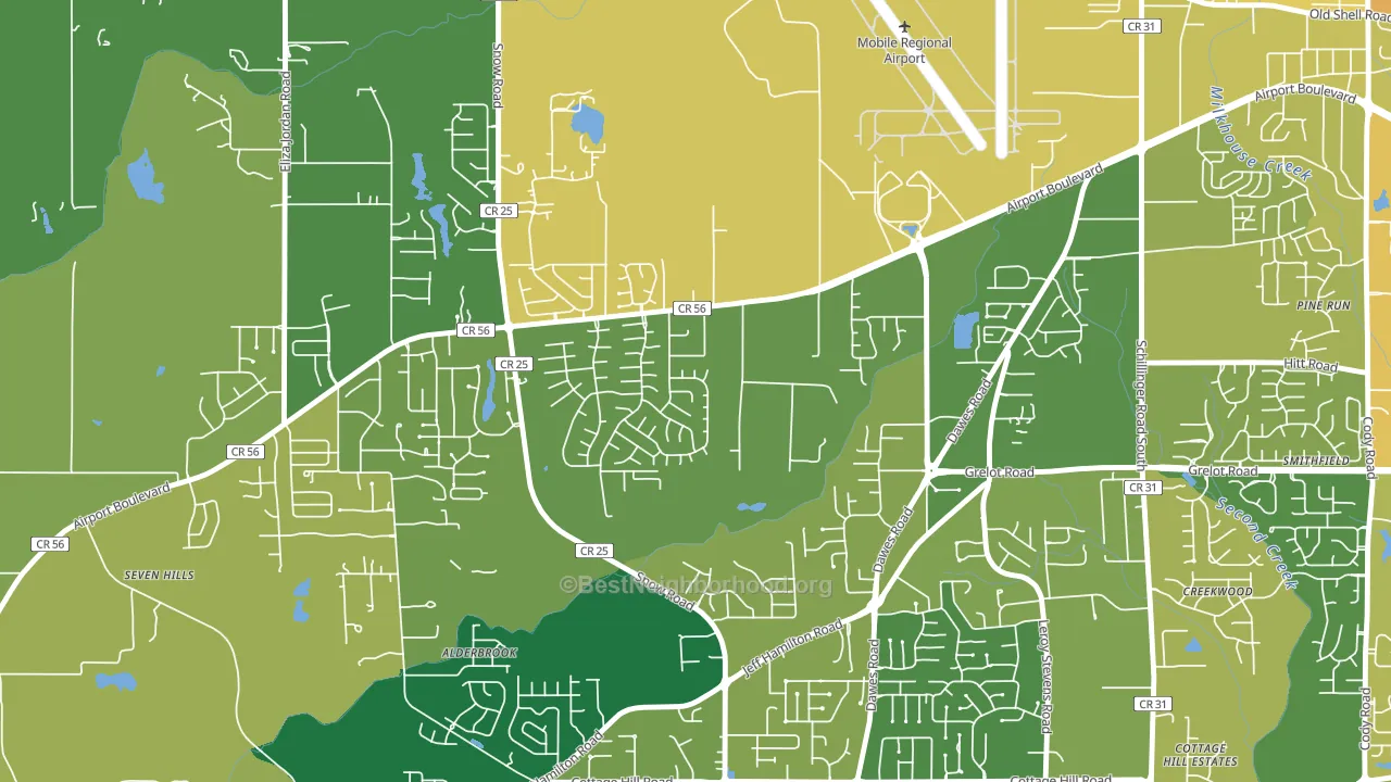 Baker, Mobile, AL block-group voter-turnout map