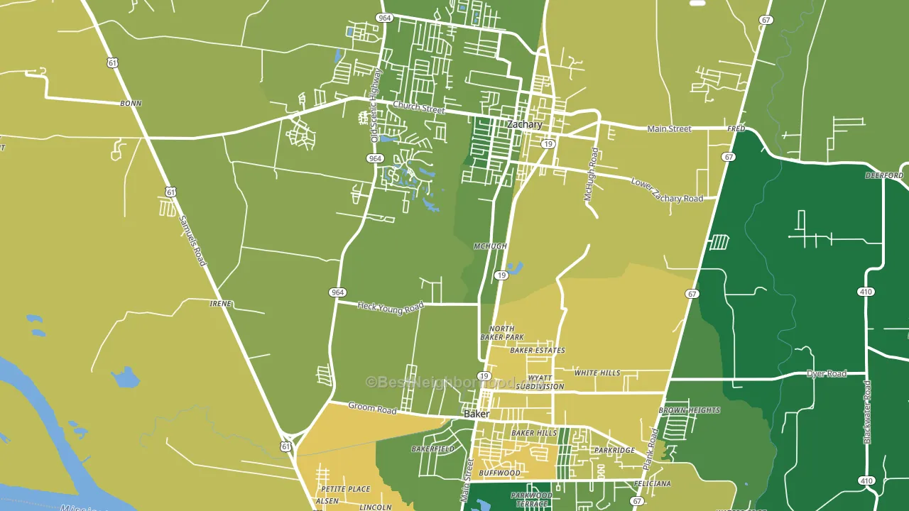 Baker-Zachary Area, Baker, LA block-group voter-turnout map