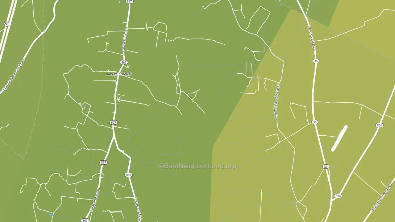 Bakers Summit, PA block-group voter-turnout map