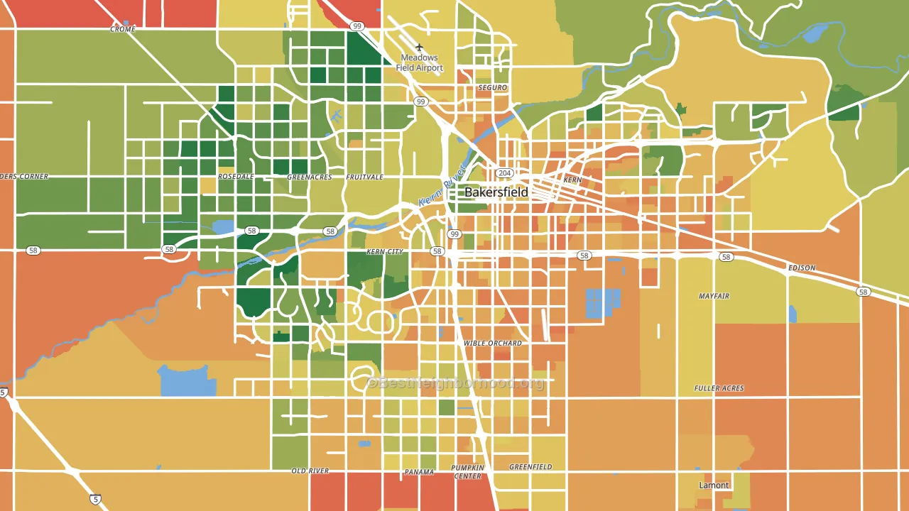 Bakersfield, CA block-group voter-turnout map