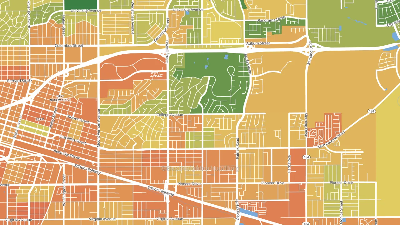 Bakersfield Country Club, Bakersfield, CA block-group voter-turnout map