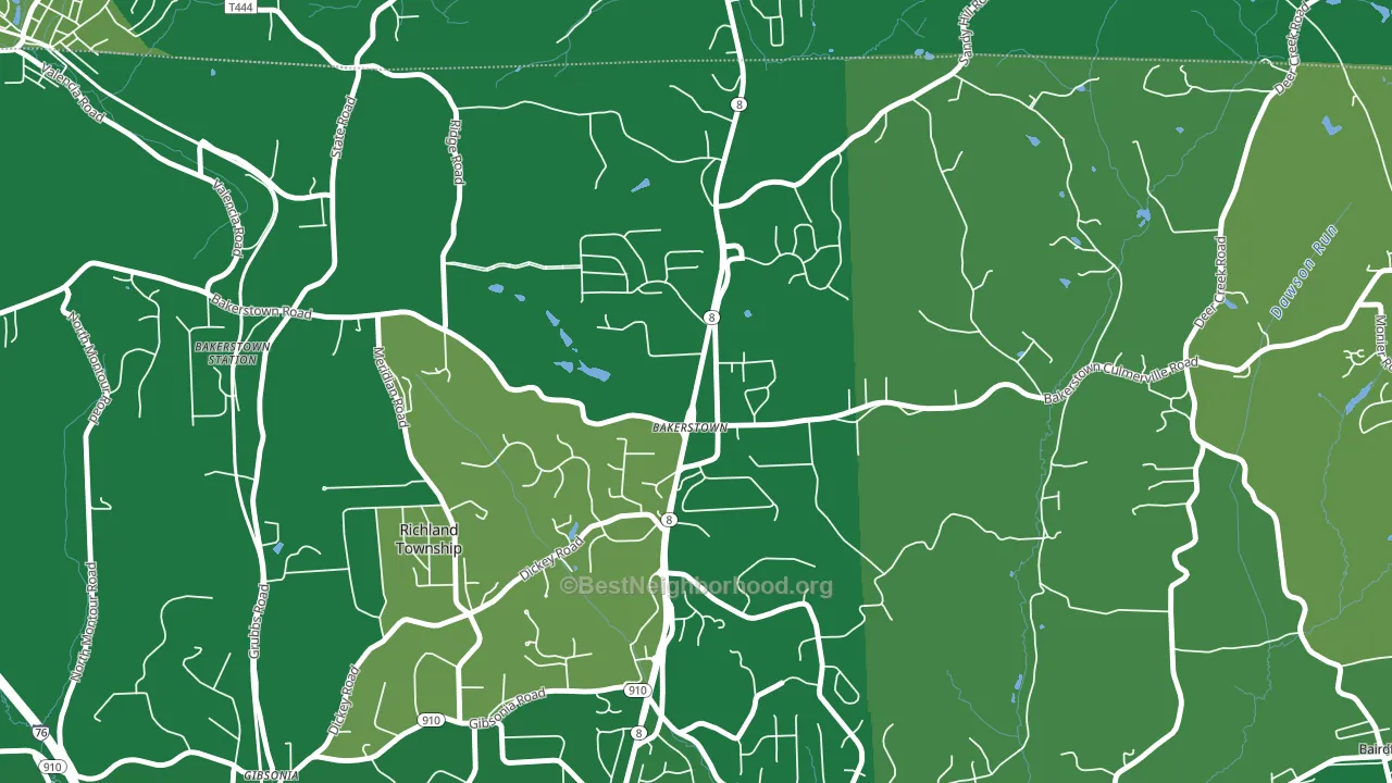 Bakerstown, PA block-group voter-turnout map
