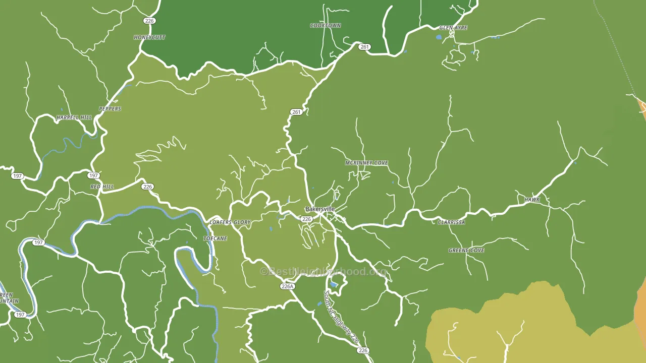 Bakersville, NC block-group voter-turnout map
