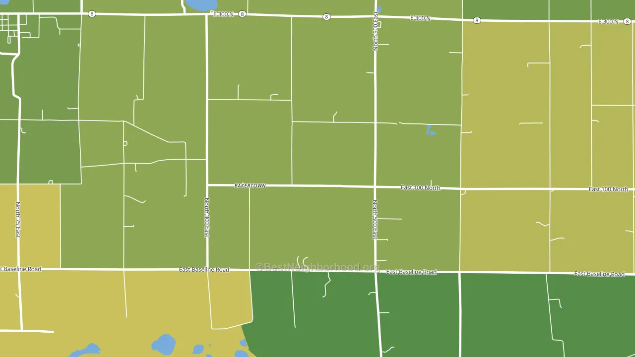 Bakertown, IN block-group voter-turnout map